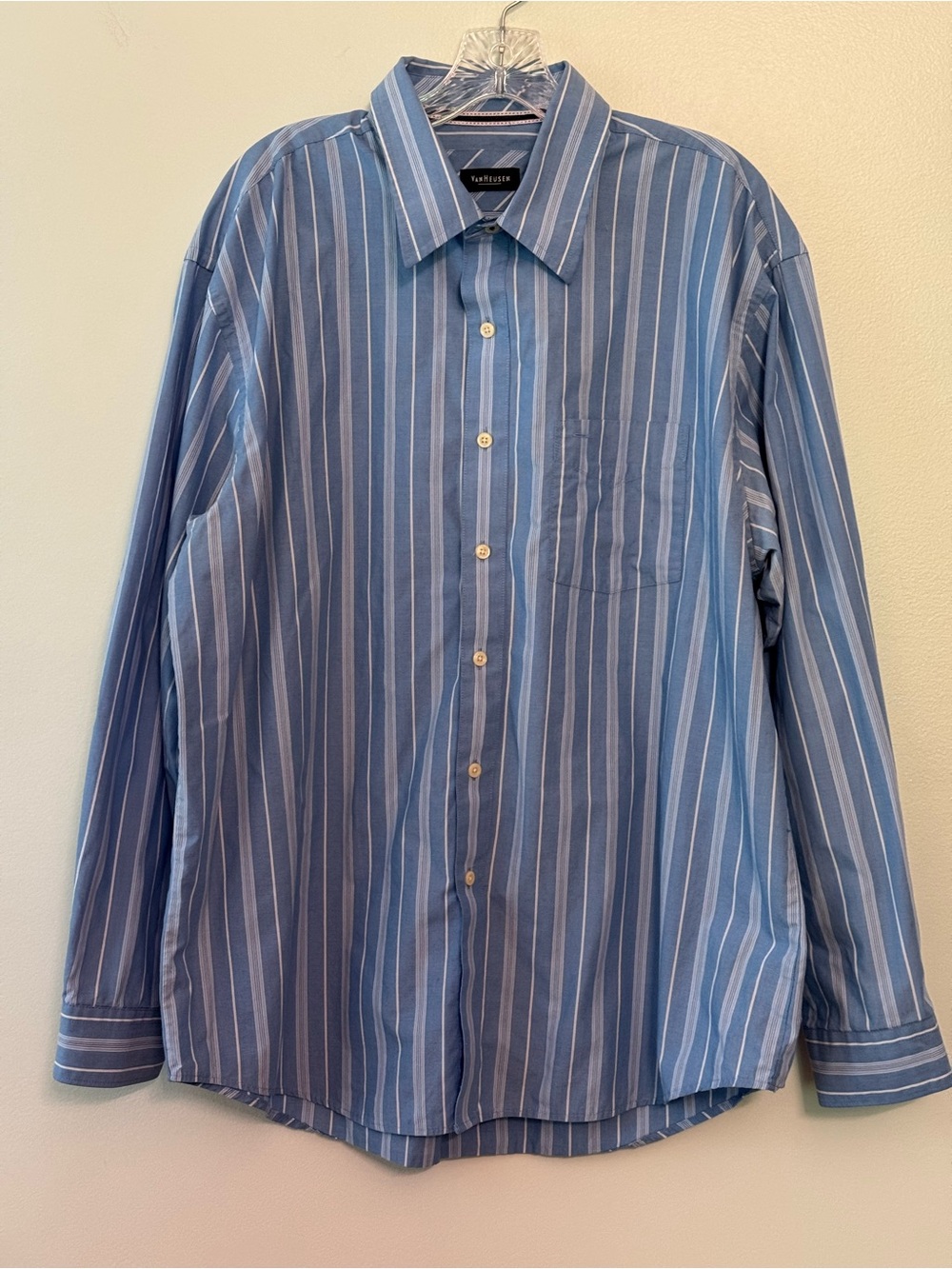 Van Heusen Light Blue & White Striped Men's Dress Shirt